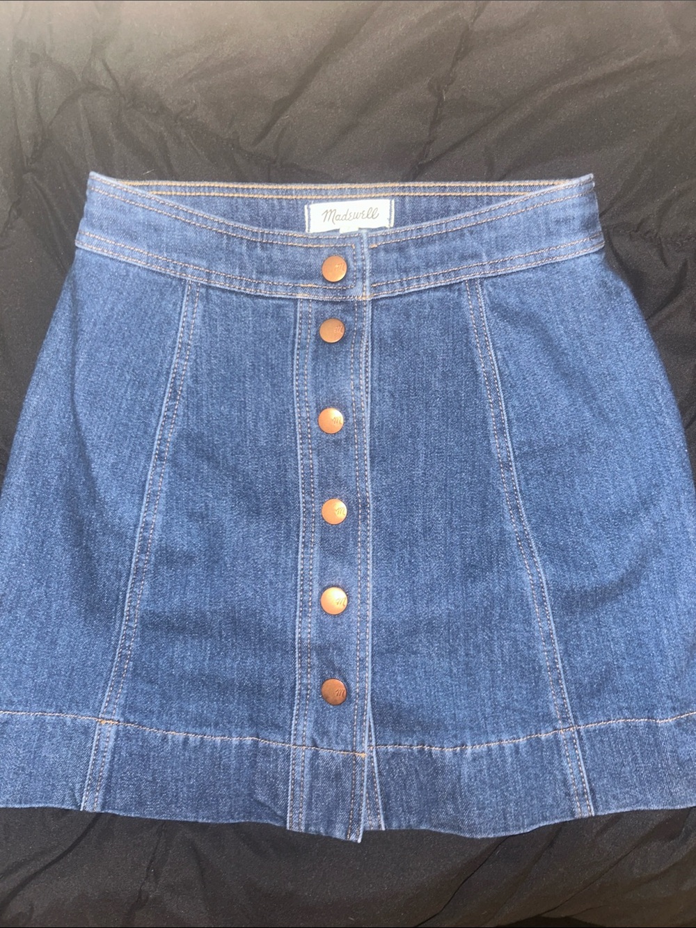 Madewell Dark Blue Denim Button-Front Mini Skirt